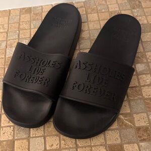 Black Slide Sandals with Bold Text Kirill (ALF Slides) size 8
